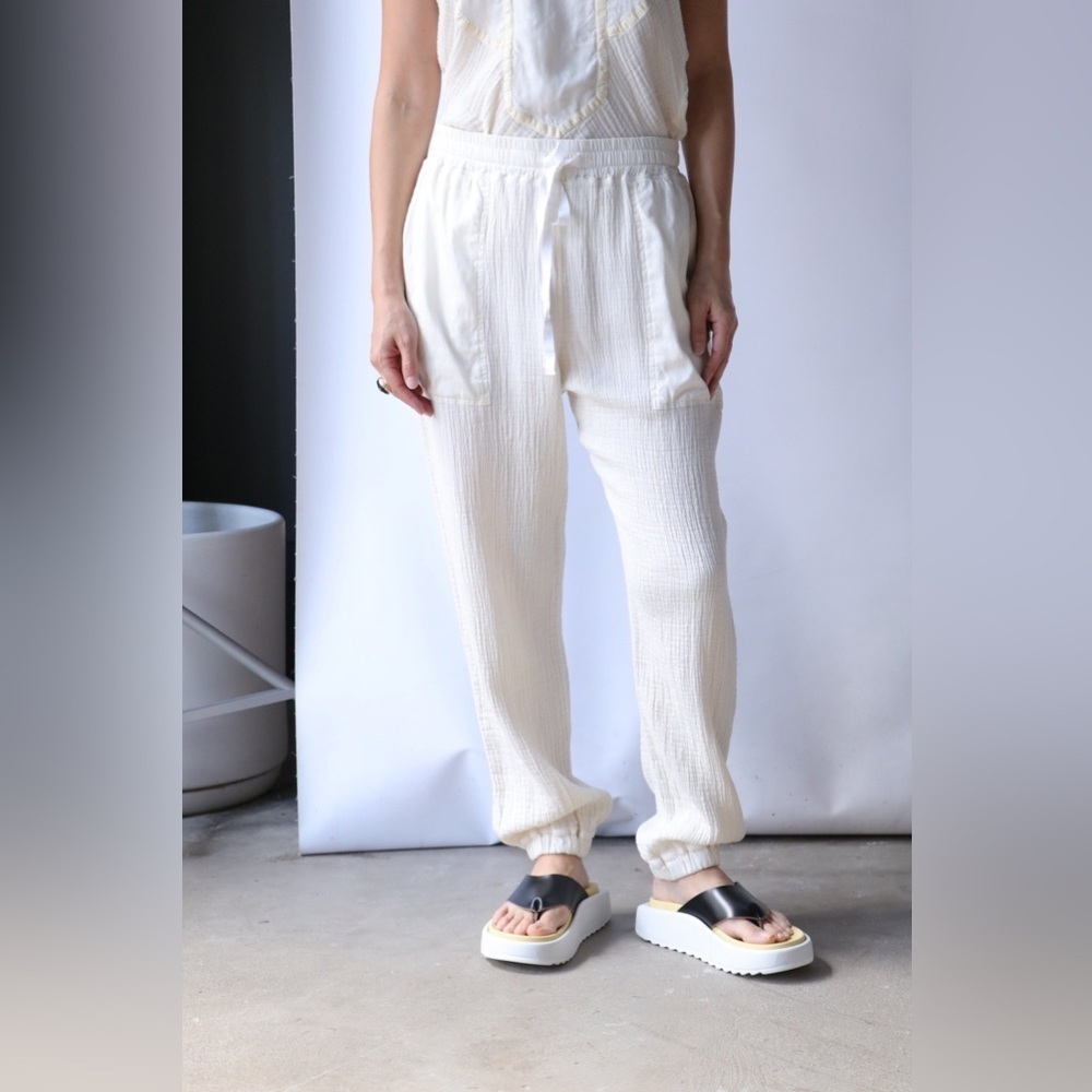 Share Raquel Allegra Cameroon Cotton Gauze Pant Dirty White 00 NWT